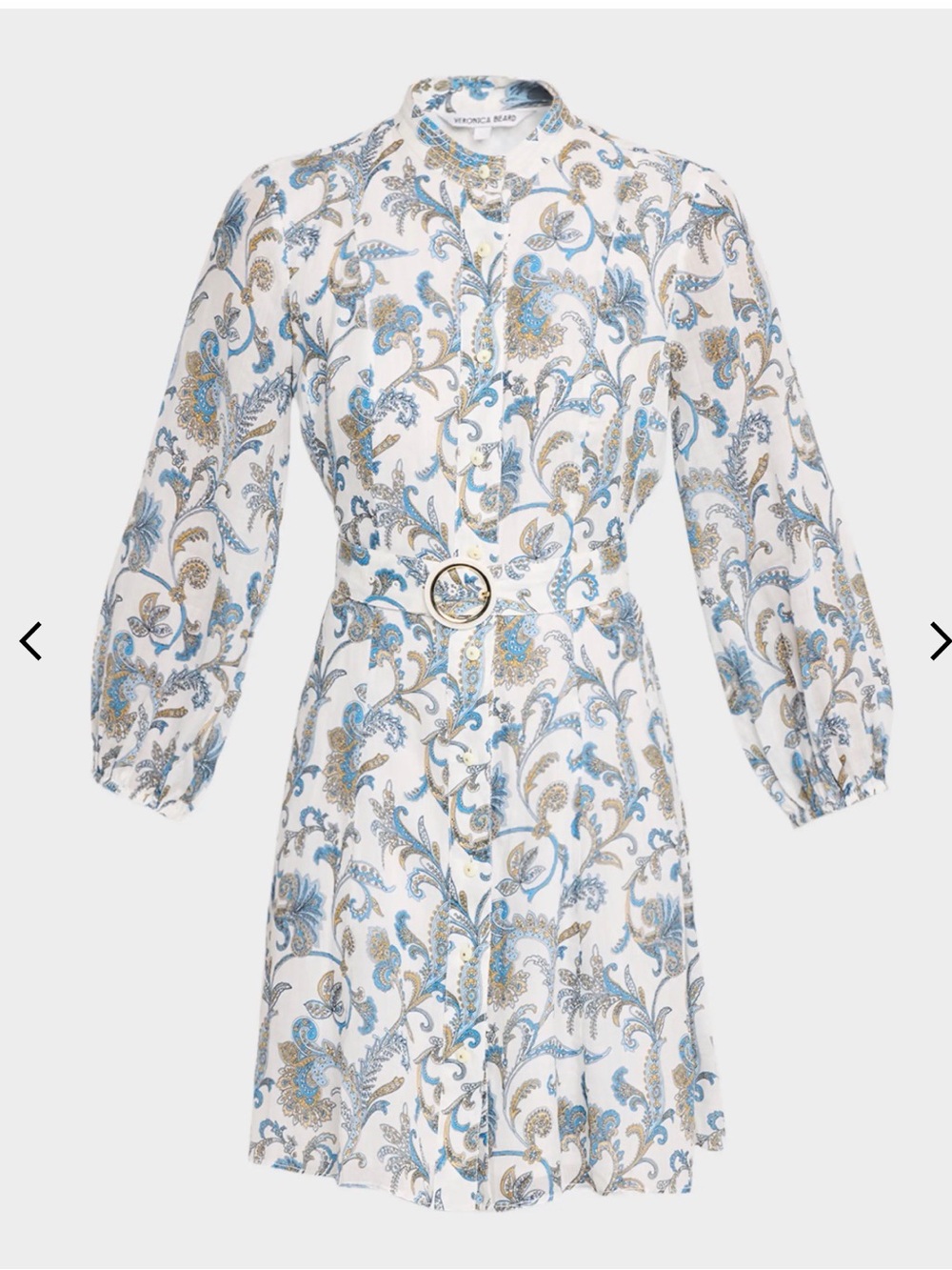 Veronica Beard White Paisley Button-Front Belted Shirt Dress - in stores now